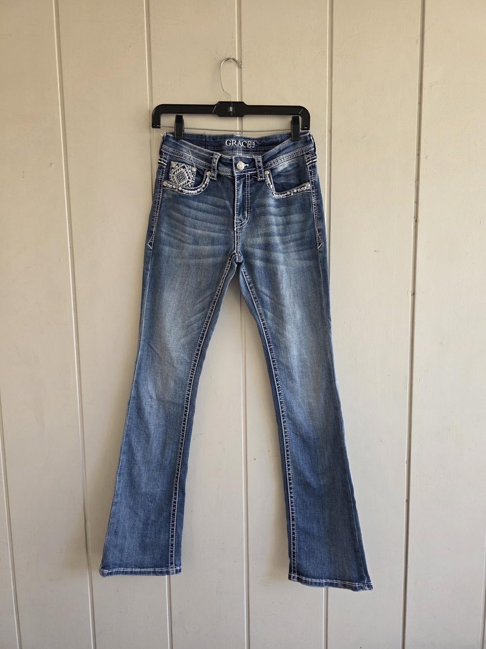Grace in LA Aztec Flap Bootcut Jeans Size 26